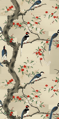 Roller blind for window Birds on a tree