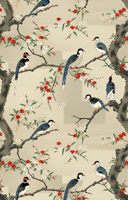 Roller blind for window Birds on a tree