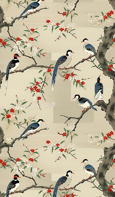 Roller blind for window Birds on a tree