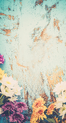 Window blind Flowers on a blue background