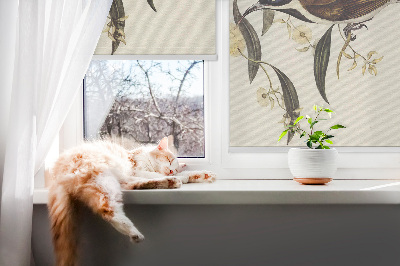 Window blind Birds on a tree