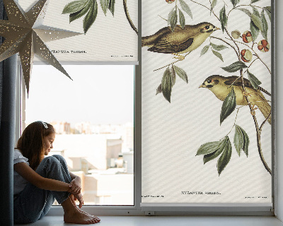 Window blind Birds on a tree