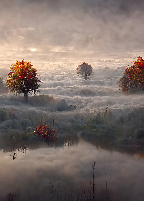 Roller blind for window Trees in the fog