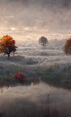 Roller blind for window Trees in the fog