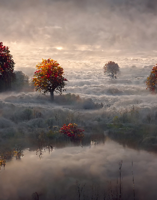 Roller blind for window Trees in the fog