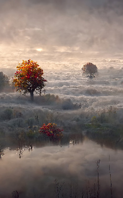 Roller blind for window Trees in the fog