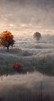 Roller blind for window Trees in the fog