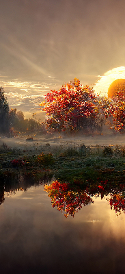 Roller blind for window Sunset behind the trees