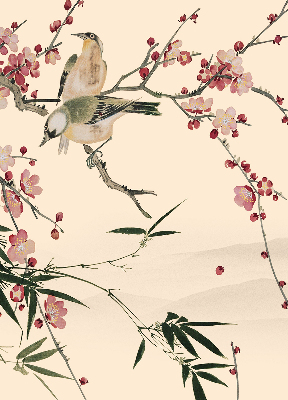 Roller blind for window Cherry flower and bird