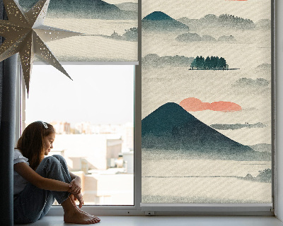 Roller blind for window Painted mountains
