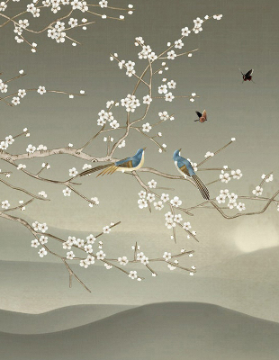 Kitchen roller blind Birds on the branch