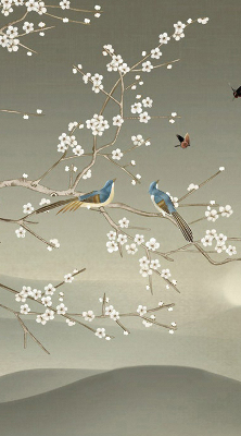 Kitchen roller blind Birds on the branch