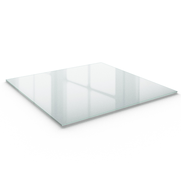 Glass square table in semi-transparent finish
