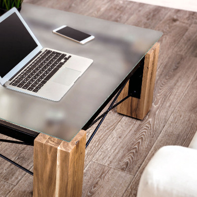 Glass square table in semi-transparent finish