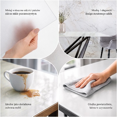 Glass square table in semi-transparent finish