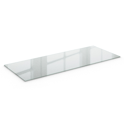 Glass top for coffee table in a rectangular shape with a semitransparent finish