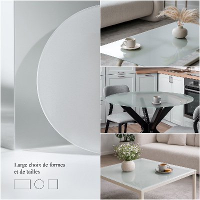 Glass top for coffee table in a rectangular shape with a semitransparent finish