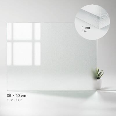 Glass top for coffee table in a rectangular shape with a semitransparent finish