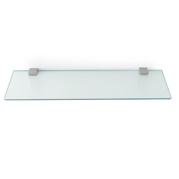Tempered glass shelf for bathroom in semi-transparent finish