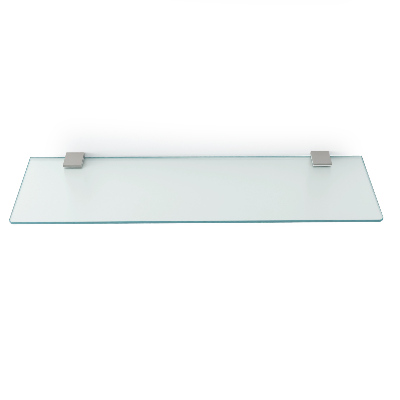 Tempered glass shelf for bathroom in semi-transparent finish