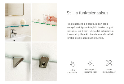 Tempered glass shelf for bathroom in semi-transparent finish