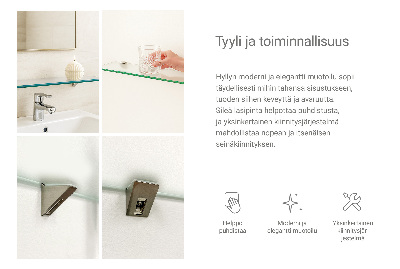 Tempered glass shelf for bathroom in semi-transparent finish