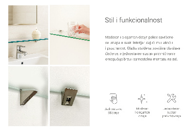 Tempered glass shelf for bathroom in semi-transparent finish