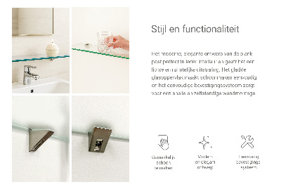 Tempered glass shelf for bathroom in semi-transparent finish