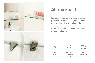 Tempered glass shelf for bathroom in semi-transparent finish