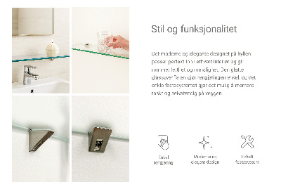 Tempered glass shelf for bathroom in semi-transparent finish