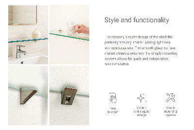 Tempered glass shelf for bathroom in semi-transparent finish