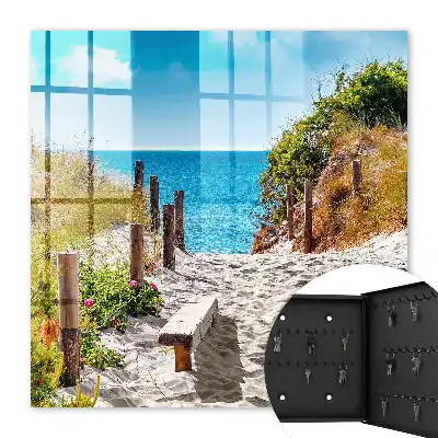Wall mounted key box Coastal path by the sea