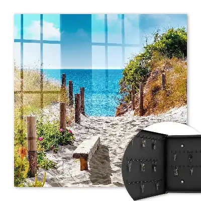 Wall mounted key box Coastal path by the sea