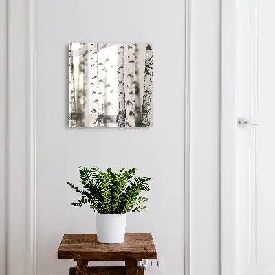 Wall mounted key box Birch trunks as a background