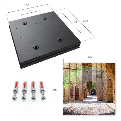 Key box for home A stone street with architecture and greenery