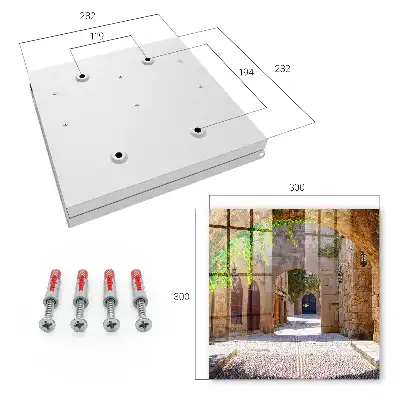 Key box for home A stone street with architecture and greenery