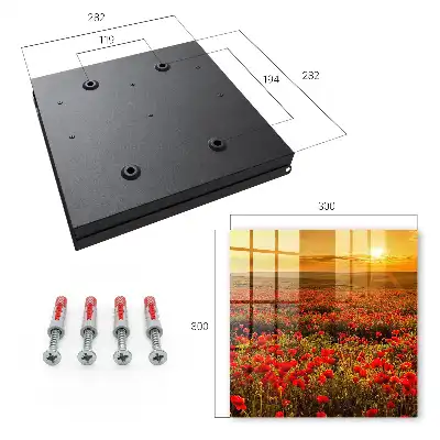 Wall mounted key cabinet Poppy fields at sunset