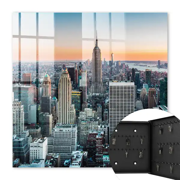 Wall mounted key box City panorama with skyscrapers