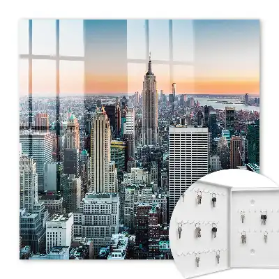 Wall mounted key box City panorama with skyscrapers