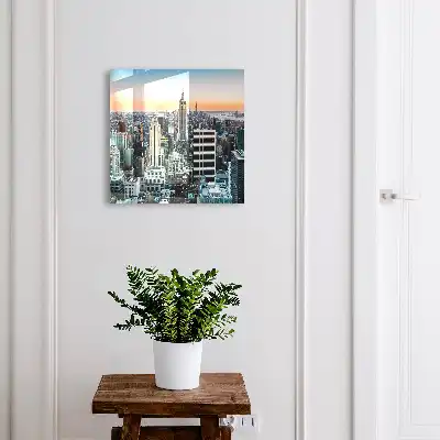 Wall mounted key box City panorama with skyscrapers