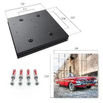 Decorative key box Retro car against the background of architecture