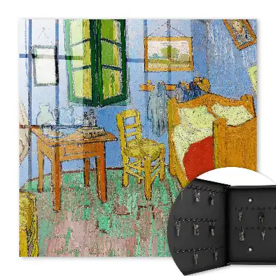 Wall mounted key box Cozy room with wooden furniture