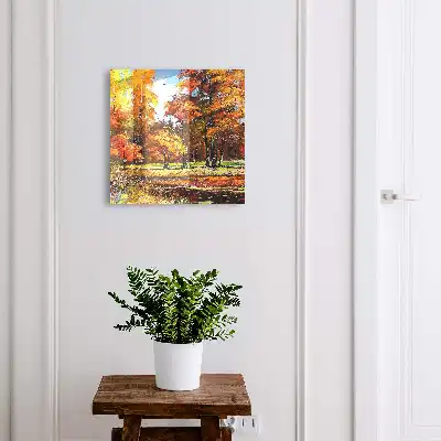Wall mounted key cabinet Autumn landscape reflected in the water