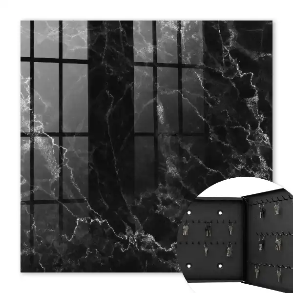 Key cabinet Black and white marble pattern