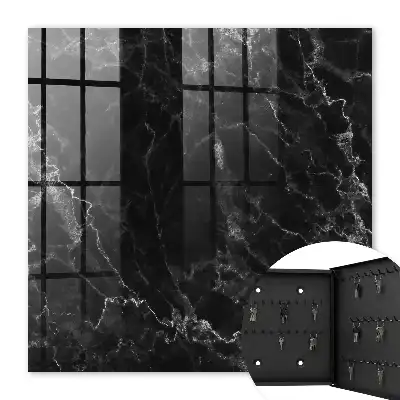Key cabinet Black and white marble pattern