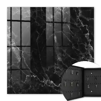Key cabinet Black and white marble pattern