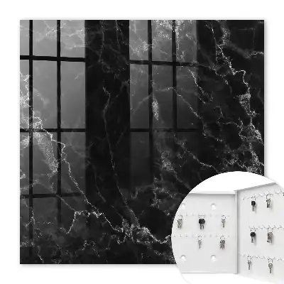 Key cabinet Black and white marble pattern