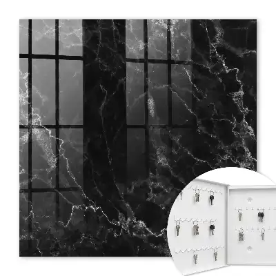 Key cabinet Black and white marble pattern