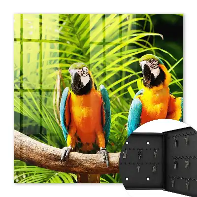 Wall mounted key box Tropical Green Leaf Birds