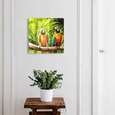 Wall mounted key box Tropical Green Leaf Birds